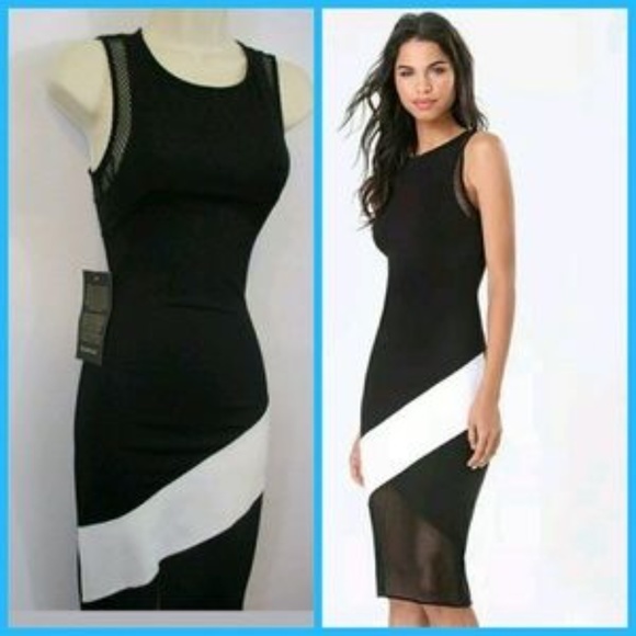 bebe Dresses & Skirts - Bebe Maxi Sleeveless Color Block Ponte Mesh Dress